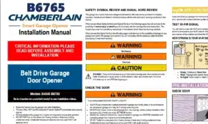 B6765 Chamberlain Garage Door Opener Owner’s Manual B6765 Chamberlain Garage Door Opener Owner’s Manual
