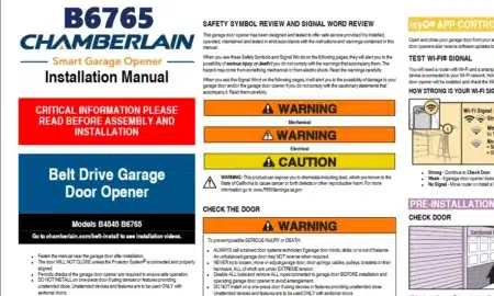 B6765 Chamberlain Garage Door Opener Owner’s Manual B6765 Chamberlain Garage Door Opener Owner’s Manual