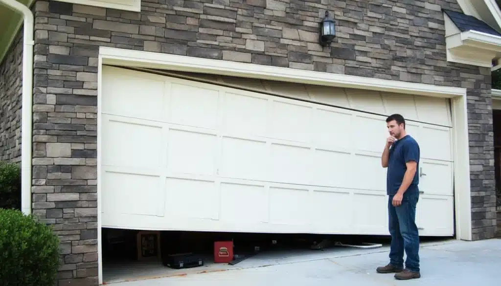 Garage door stopped 6 inches from the ground due to safety reversal