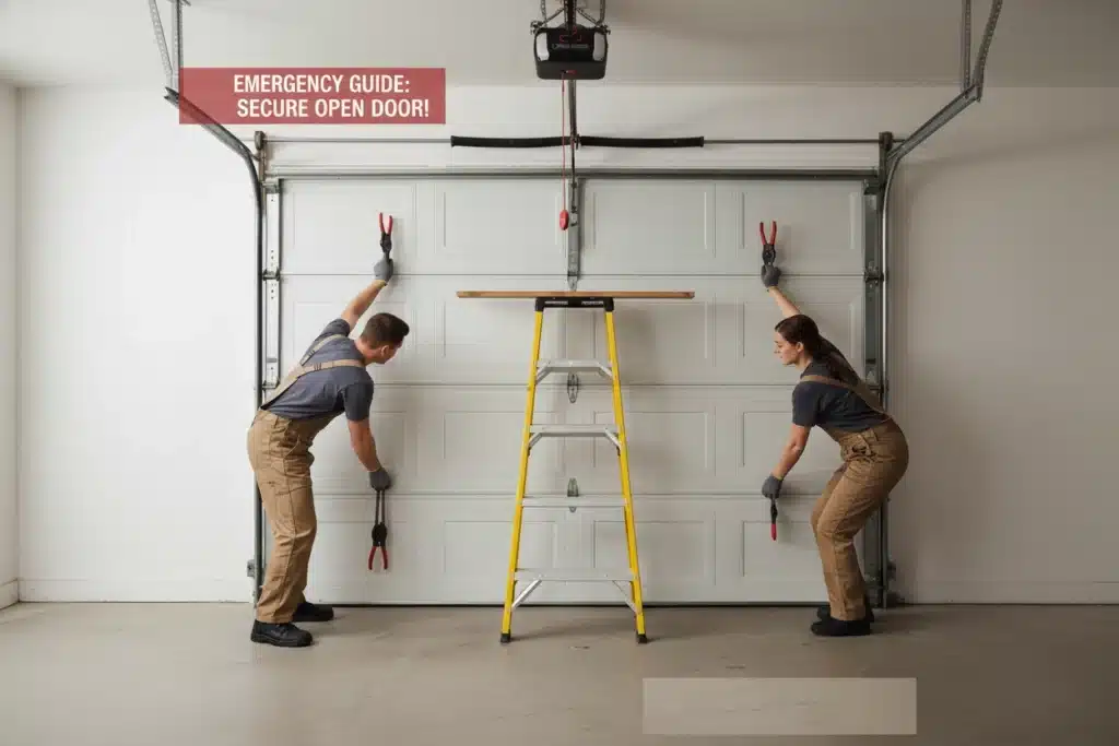 Step-by-Step Manually Lifting the Door (Two-Person Job)